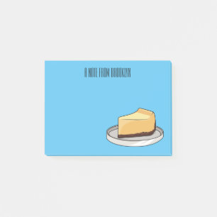 Cheesecake cartoon illustration  post-it notes