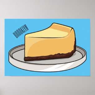 Cheesecake cartoon illustration poster