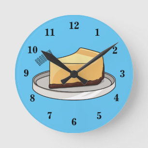 Cheesecake cartoon illustration round clock
