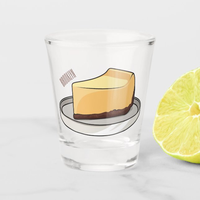 Cheesecake cartoon illustration  shot glass (Front)