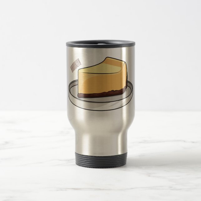 Cheesecake cartoon illustration  travel mug (Center)