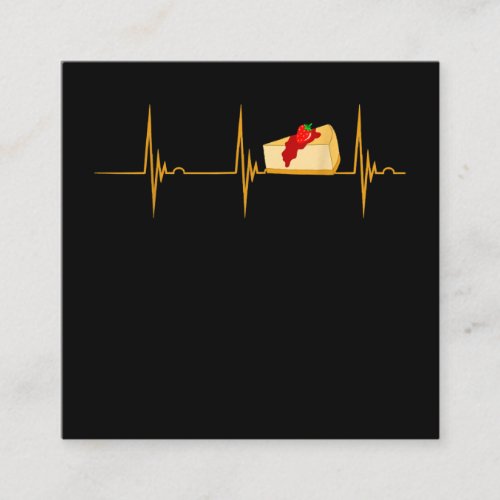 Cheesecake Dessert Cheese Cake Heartbeat Ekg Pulse Square Business Card