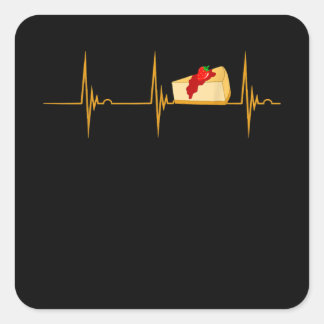 Cheesecake Dessert Cheese Cake Heartbeat Ekg Pulse Square Sticker