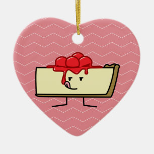 Cheesecake licking cherries topping pie crust ceramic ornament