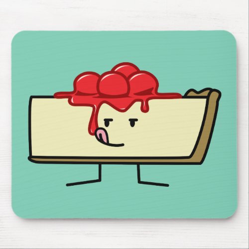 Cheesecake licking cherries topping pie crust mouse pad