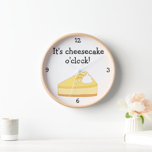Cheesecake OClock fun food graphic Wall Clock
