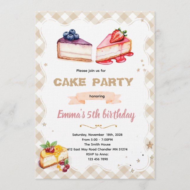 Cheesecake party invitation (Front)