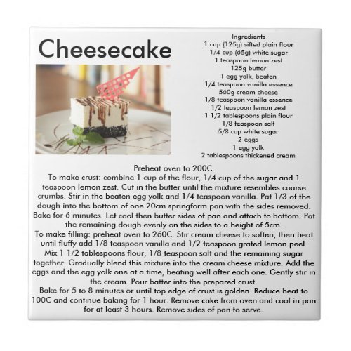 Cheesecake Recipe Kitchen Tile