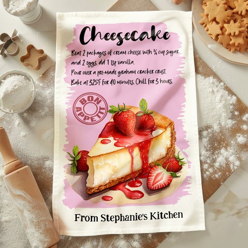 Cheesecake Recipe Personalized Kitchen Towel