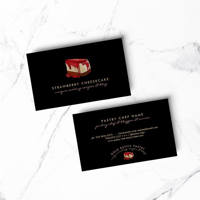 Cheesecake Strawberry Pastry Dessert Business Card (Cheesecake Strawberry Pastry Dessert Business Card)
