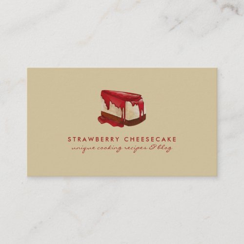 Cheesecake Strawberry Pastry Dessert Salon Business Card