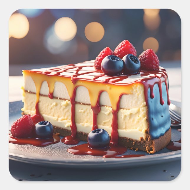 Cheesecake with berries square sticker (Front)
