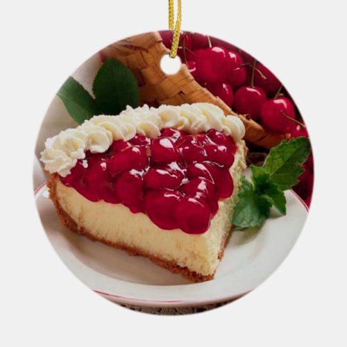 CHEESECAKE WITH CHERRY TOPPING ROUND ORNAMENT
