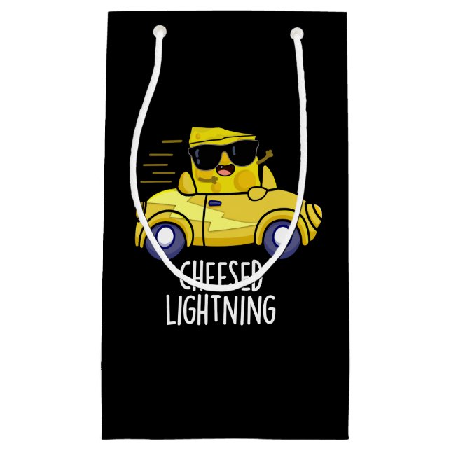 Cheesed Lightning Funny Cheese Pun Dark BG Small Gift Bag (Front)