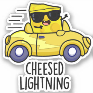 Cheesed Lightning Funny Cheese Pun  Sticker