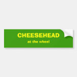 Cheesehead At The Wheel Bumper Sticker at Zazzle