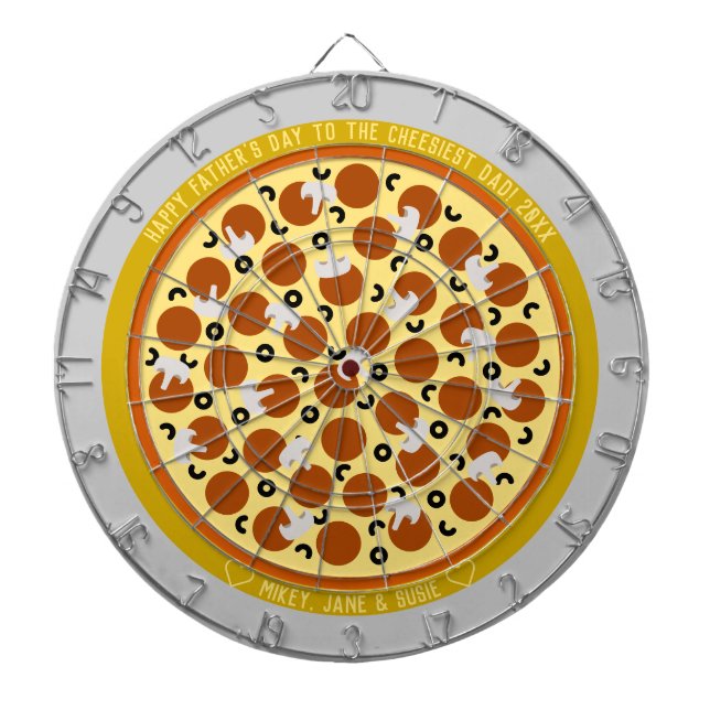 Cheesiest Dad Pepperoni Pizza w/ Toppings Dart Board (Front)