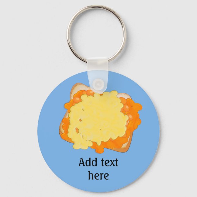 Cheesy Beano - baked bean & cheese customisable Keychain (Front)