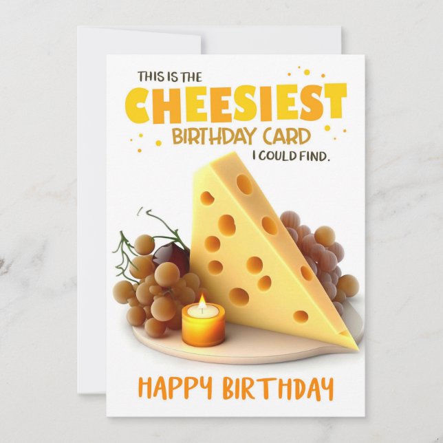 Cheesy Birthday Card with Triangular Cheese (Front)