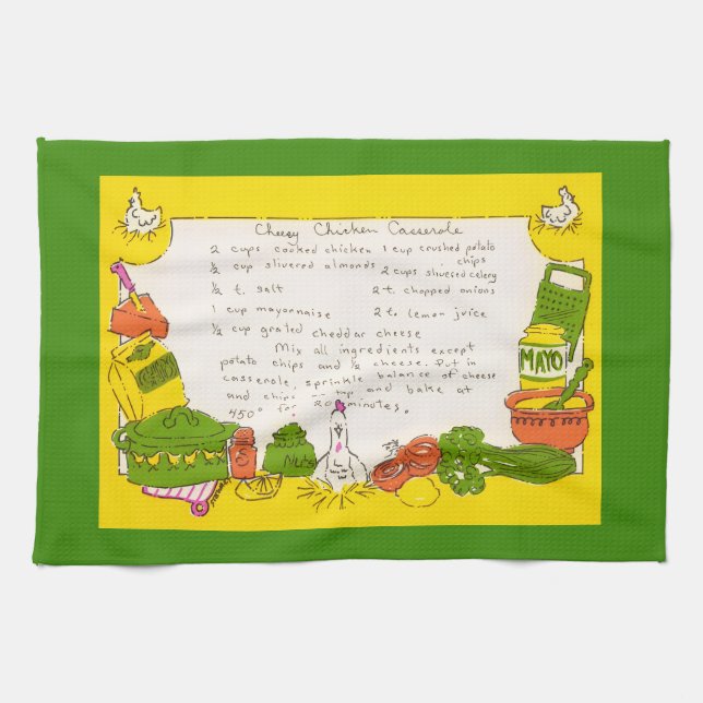 Cheesy Chicken Casserole Recipe Kitchen Towel (Horizontal)