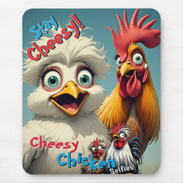 "Cheesy Chickens Terry & Kay Silkie Chickens" Mouse Pad (Front)