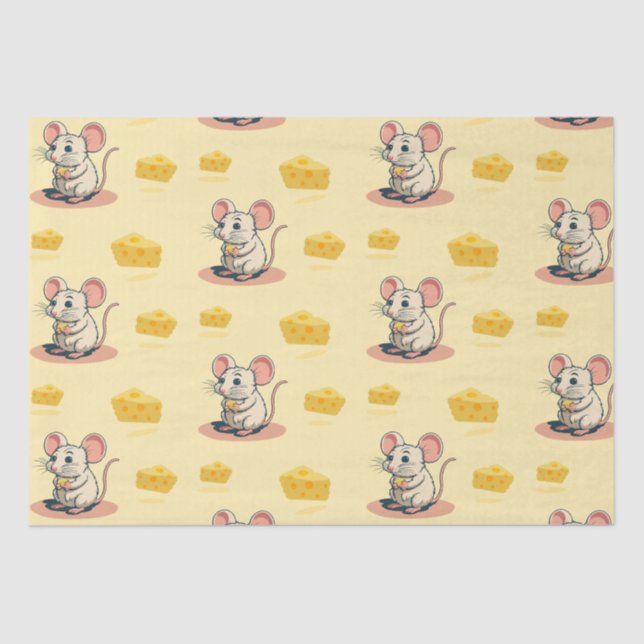 Cheesy Delights: Cute Mouse with Cheese Socks Tissue Paper (Front)