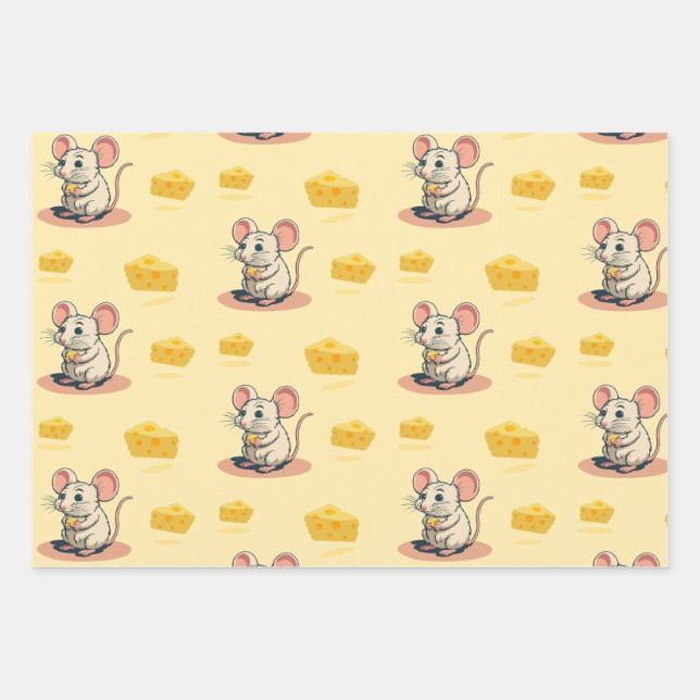 Cheesy Delights Wrapping Paper Flat Sheet Set of 3 (Front)