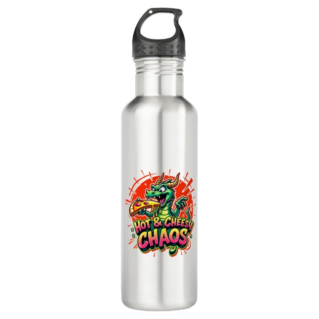 Cheesy Dragon Delight Stainless Steel Water Bottle (Front)