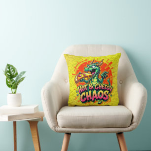 Cheesy Dragon Delight Throw Pillow