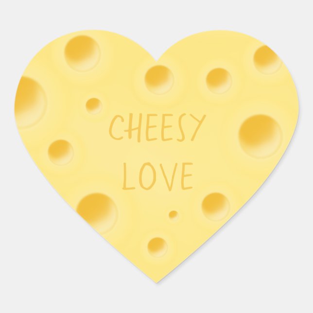 "Cheesy Love" Adorable Customizable Swiss Cheese  Heart Sticker (Front)
