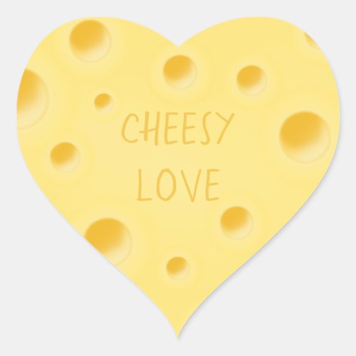 Cheesy Love Adorable Customizable Swiss Cheese  Heart Sticker
