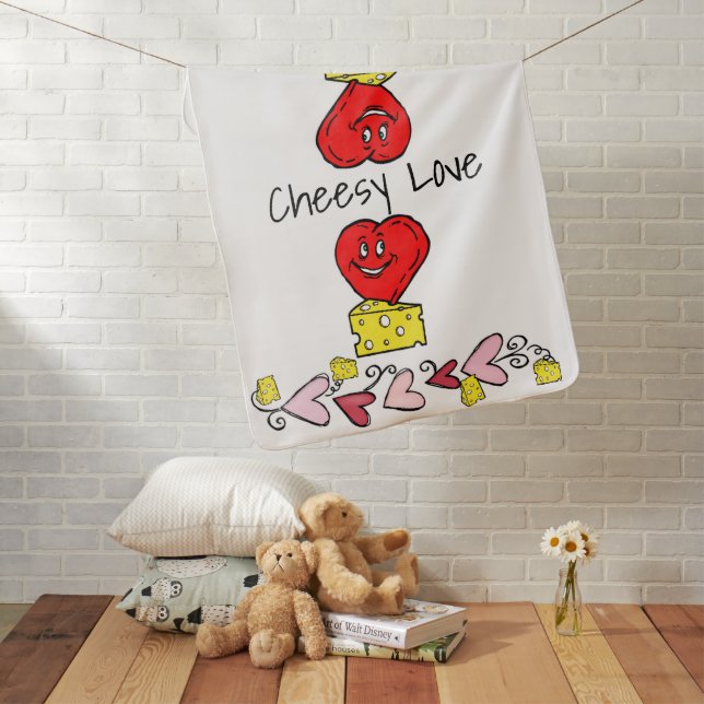 Cheesy Love Red Hearts Baby Blanket (In Situ)