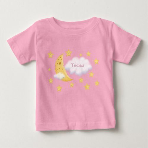 Cheesy Moon  Stars Personalized Fluffy Cloud Cute Baby T_Shirt