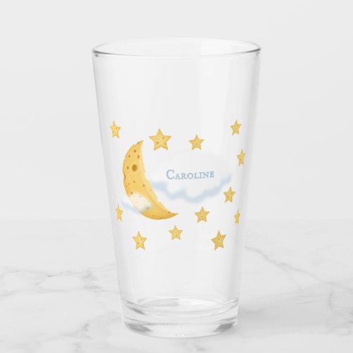 Cheesy Moon  Stars Personalized Fluffy Cloud Cute Glass