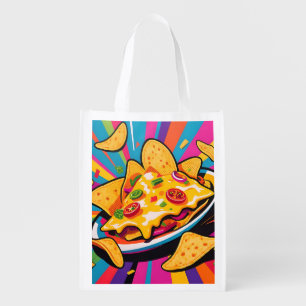 Cheesy Nachos Explosion Pattern Grocery Bag