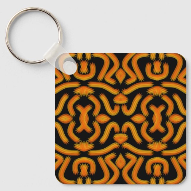 Cheesy Noodle Doodle Art Mirrored Image Pattern Keychain (Front)