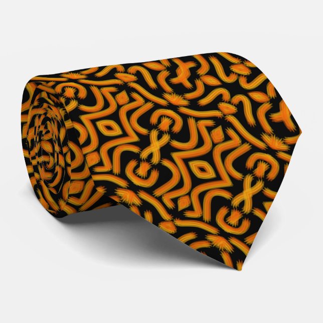 Cheesy Noodle Doodle Art Mirrored Image Pattern Neck Tie (Rolled)