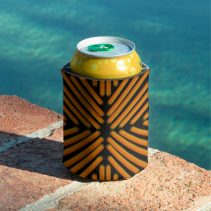 Cheesy Noodle Doodle Art Symmetrical Lined Pattern Can Cooler