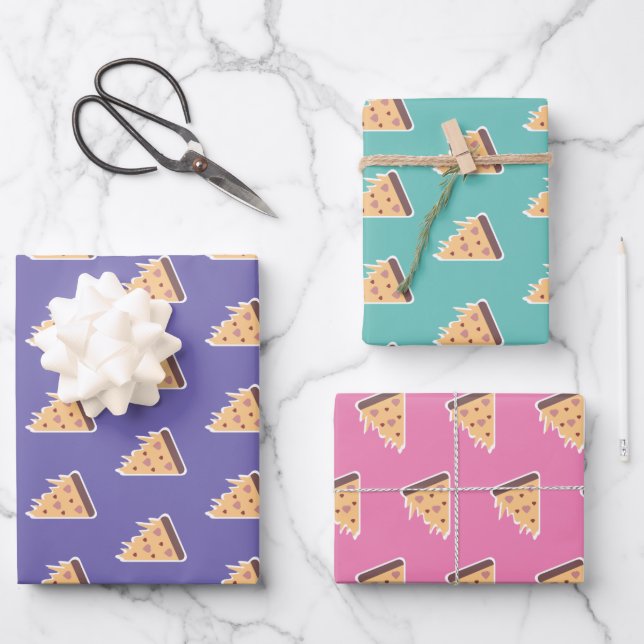 Cheesy Pizza  Pepperoni Meat Slices Dripping Wrapping Paper Sheets (Front)
