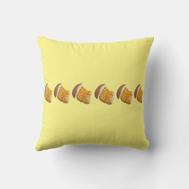 Cheesy Puff Patterned Pillow. Throw Pillow (Back)