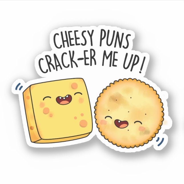 Cheesy Puns Crack-er Me Up Funny Cheese Pun  Sticker (Front)