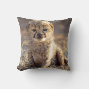 Cheetah 19 days old male cub throw pillow