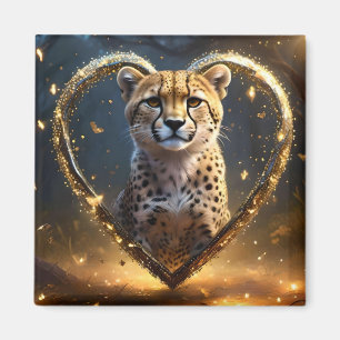 Cheetah: A Golden Love Heart Magnet