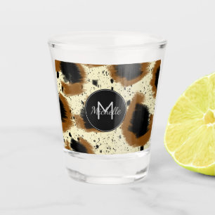 Cheetah Abstract Splash Monogrammed Name Shot Glass