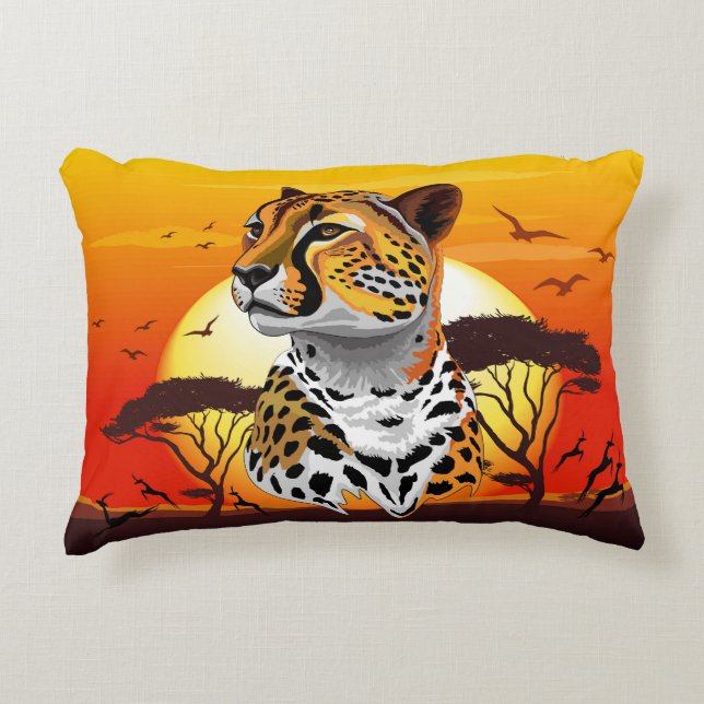 Cheetah African Feline Wild Animal Accent Pillow (Front)