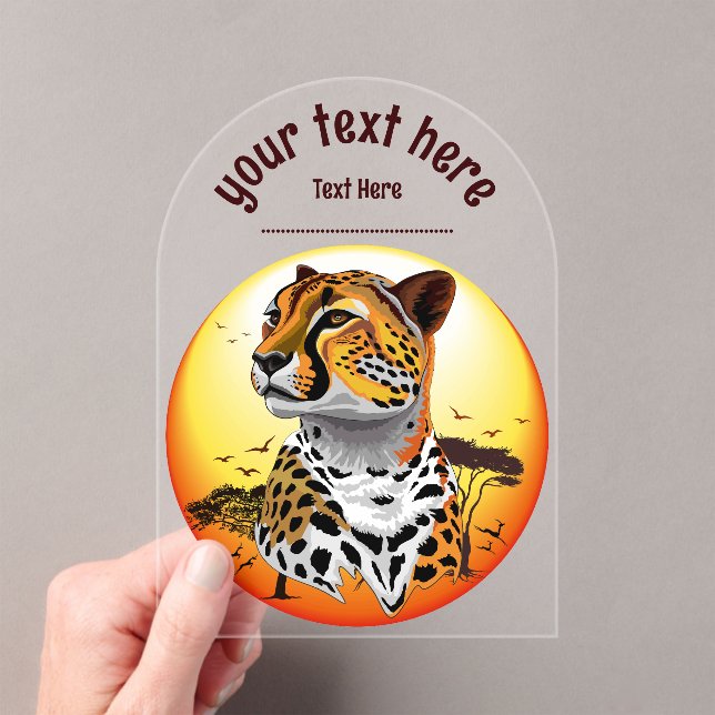 Cheetah African Feline Wild Animal Acrylic Invitations (Insitu (Handheld))