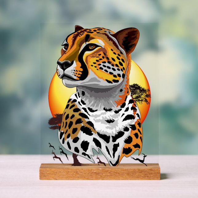 Cheetah African Feline Wild Animal Acrylic Sign (Neutral)