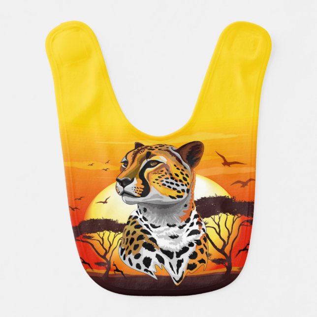 Cheetah African Feline Wild Animal Baby Bib (Front)