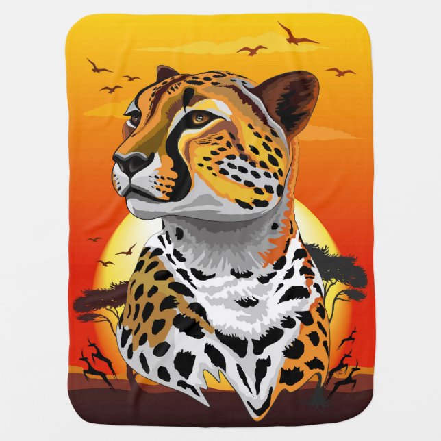 Cheetah African Feline Wild Animal Baby Blanket (Front)