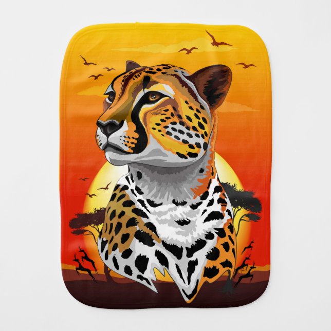 Cheetah African Feline Wild Animal Baby Burp Cloth (Front)